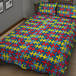 Autism Awareness Puzzle Print Quilt Bed Set