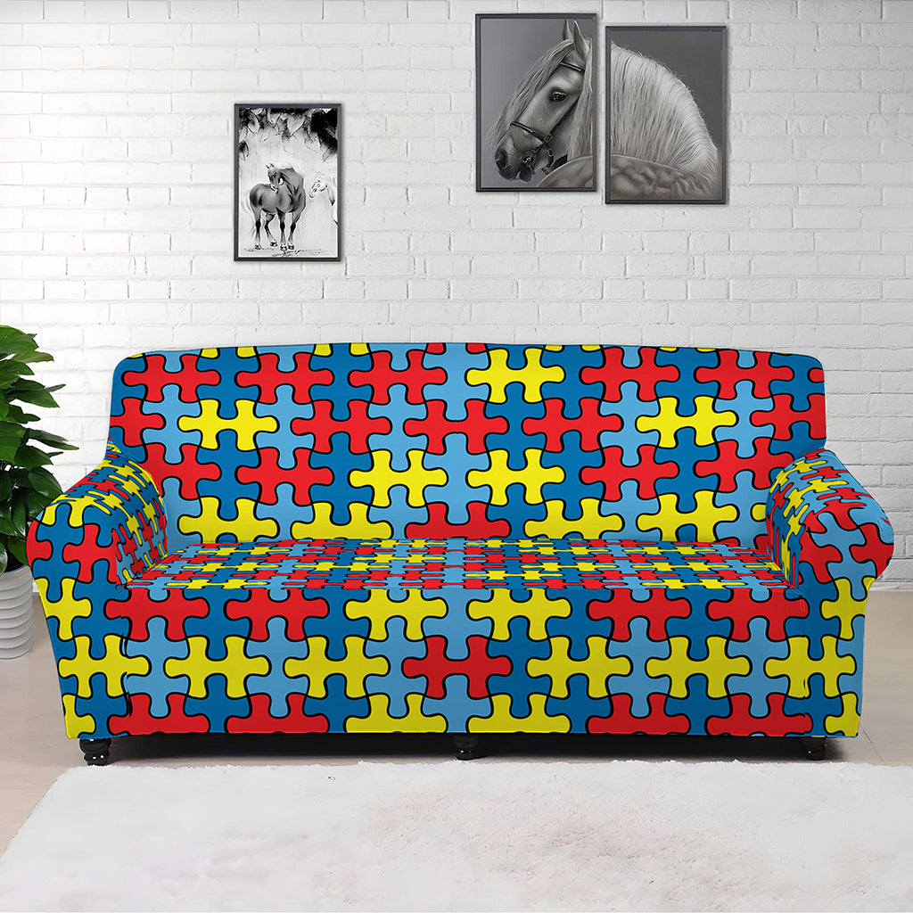 Autism Awareness Puzzle Print Sofa Cover