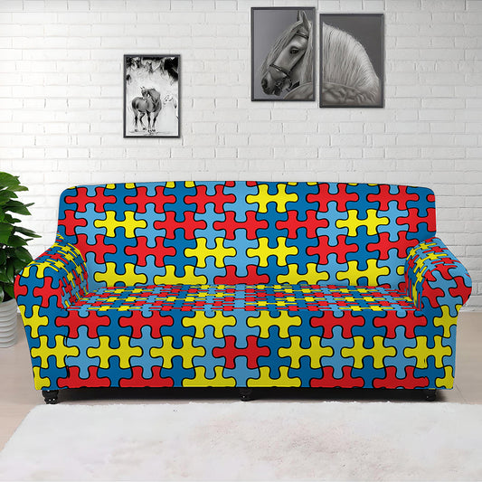 Autism Awareness Puzzle Print Sofa Cover