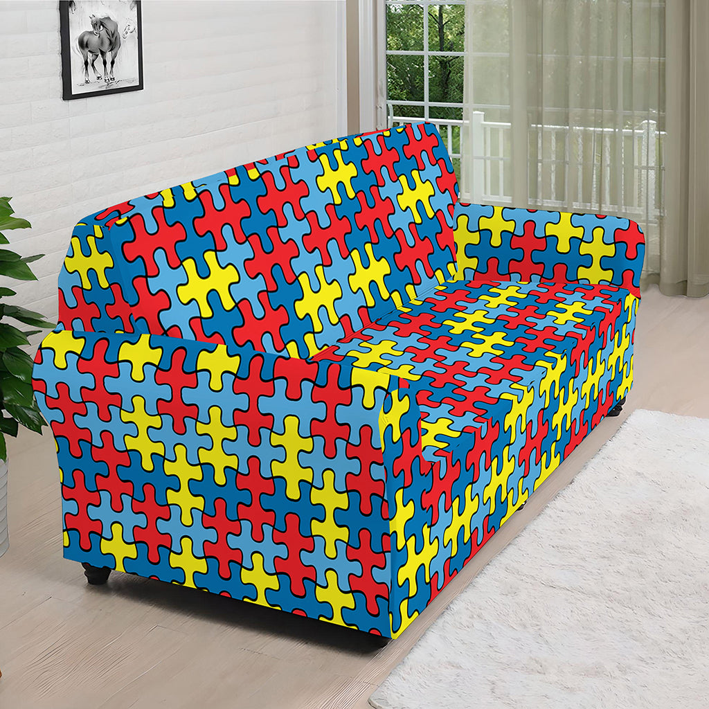 Autism Awareness Puzzle Print Sofa Cover