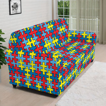 Autism Awareness Puzzle Print Sofa Cover