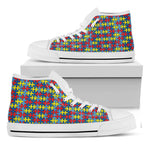 Autism Awareness Puzzle Print White High Top Shoes