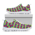 Autism Awareness Puzzle Print White Running Shoes