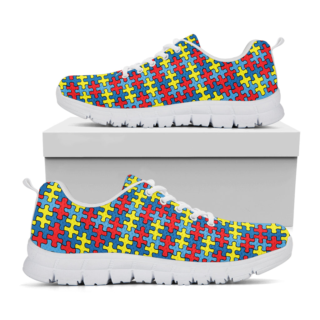 Autism Awareness Puzzle Print White Sneakers