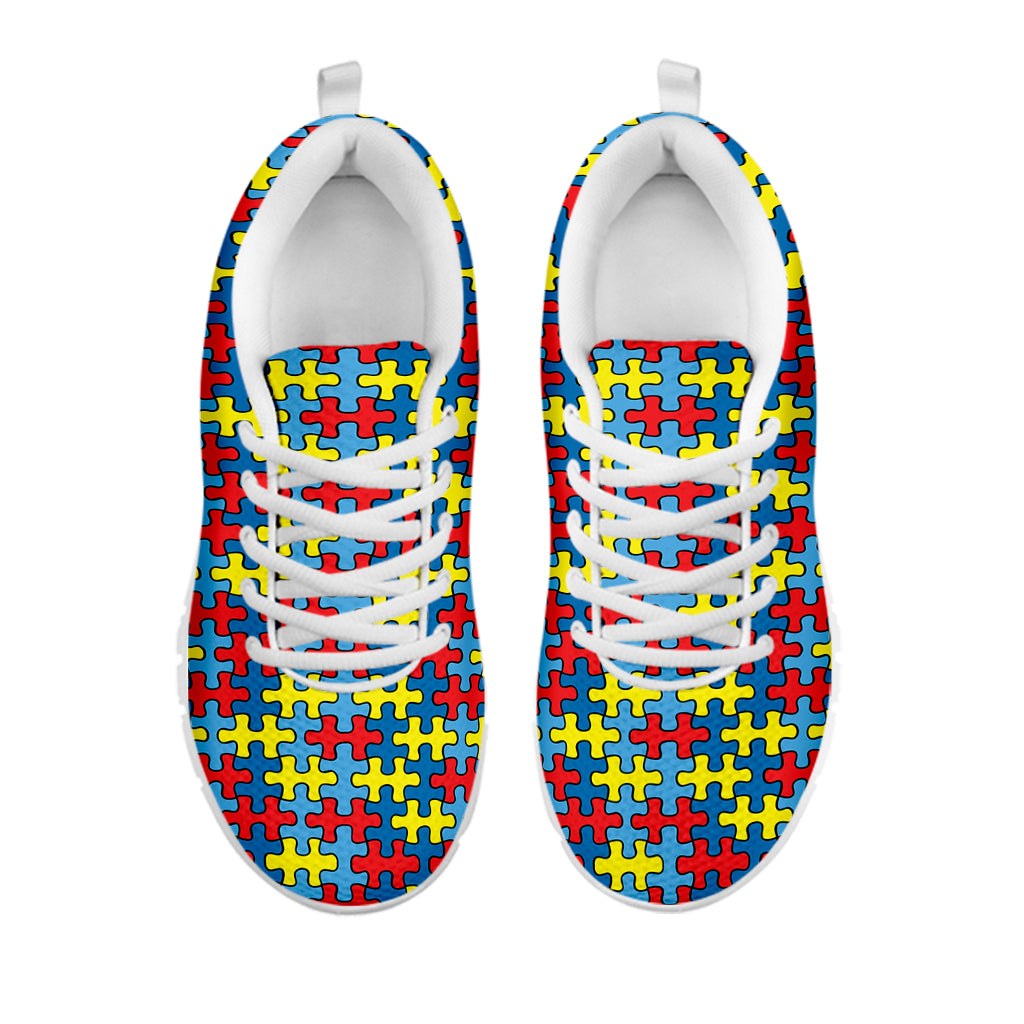 Autism Awareness Puzzle Print White Sneakers