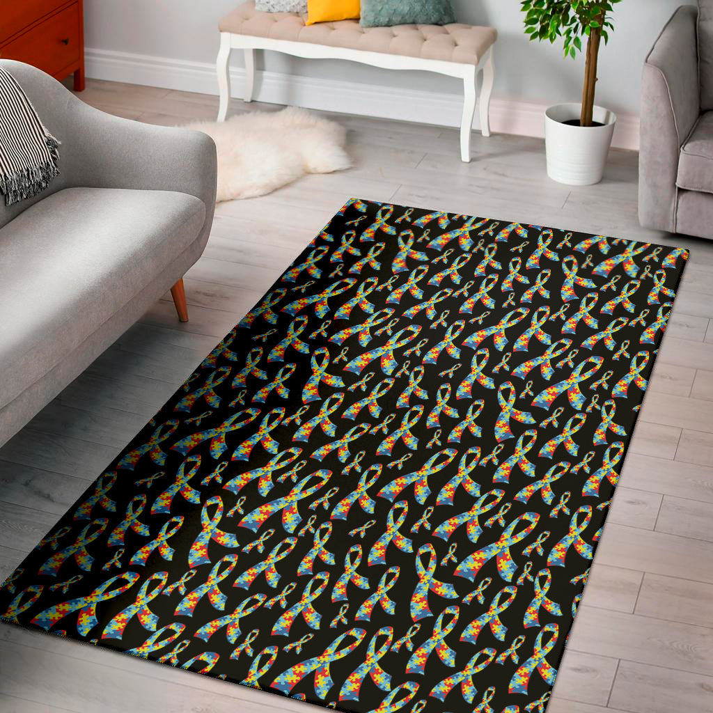 Autism Awareness Ribbon Pattern Print Area Rug