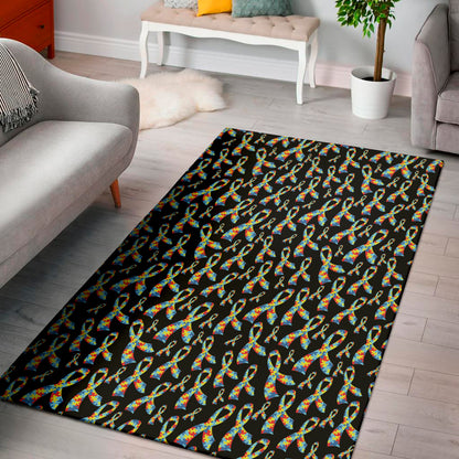 Autism Awareness Ribbon Pattern Print Area Rug