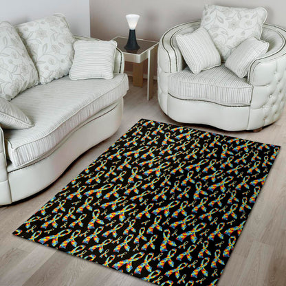 Autism Awareness Ribbon Pattern Print Area Rug