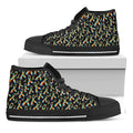 Autism Awareness Ribbon Pattern Print Black High Top Sneakers