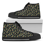 Autism Awareness Ribbon Pattern Print Black High Top Shoes