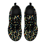 Autism Awareness Ribbon Pattern Print Black Sneakers