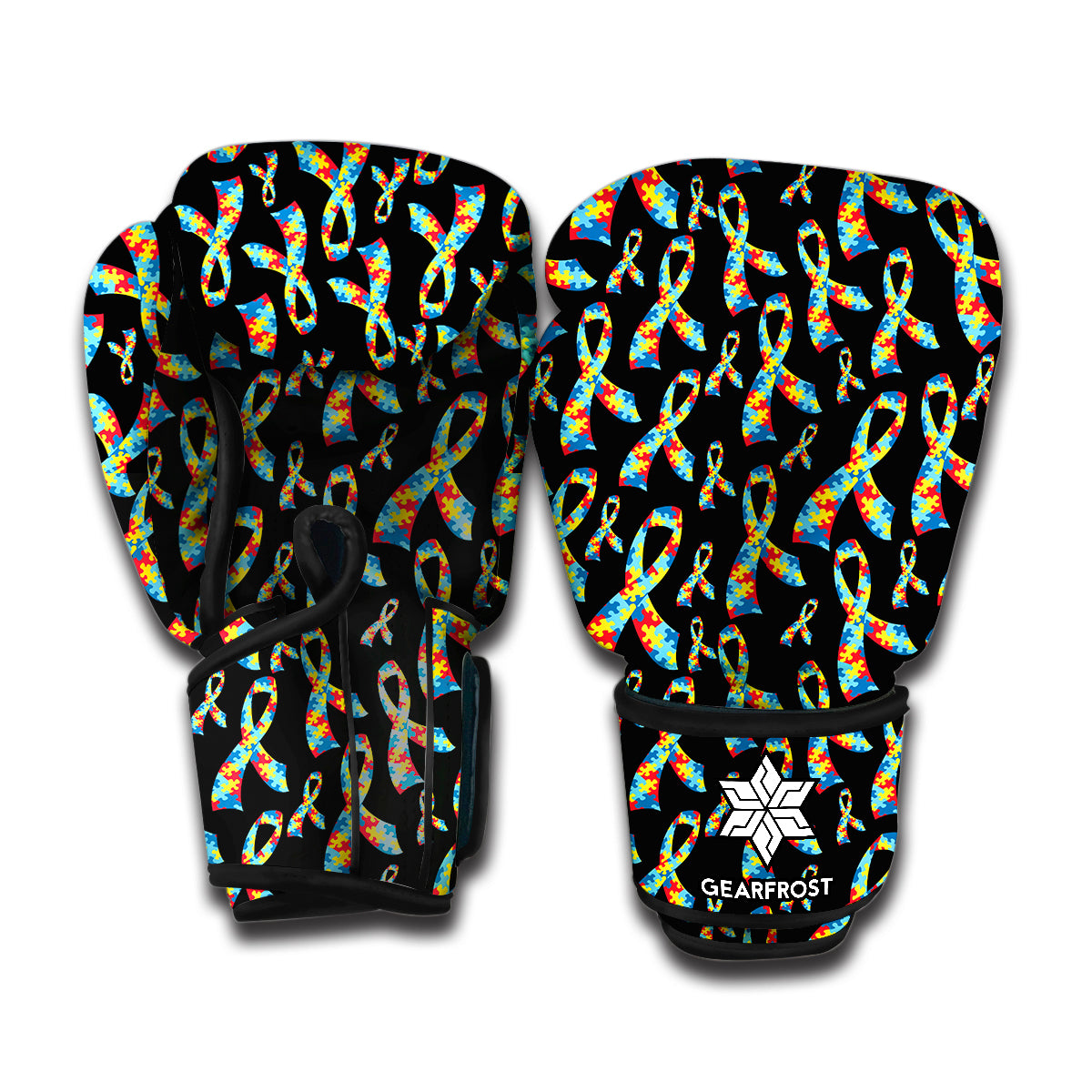 Autism Awareness Ribbon Pattern Print Boxing Gloves