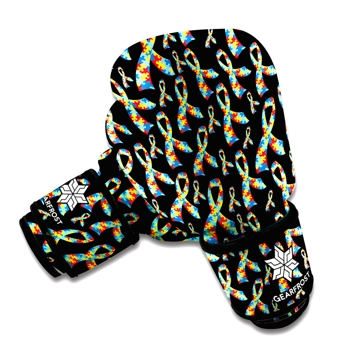 Autism Awareness Ribbon Pattern Print Boxing Gloves