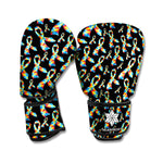 Autism Awareness Ribbon Pattern Print Boxing Gloves