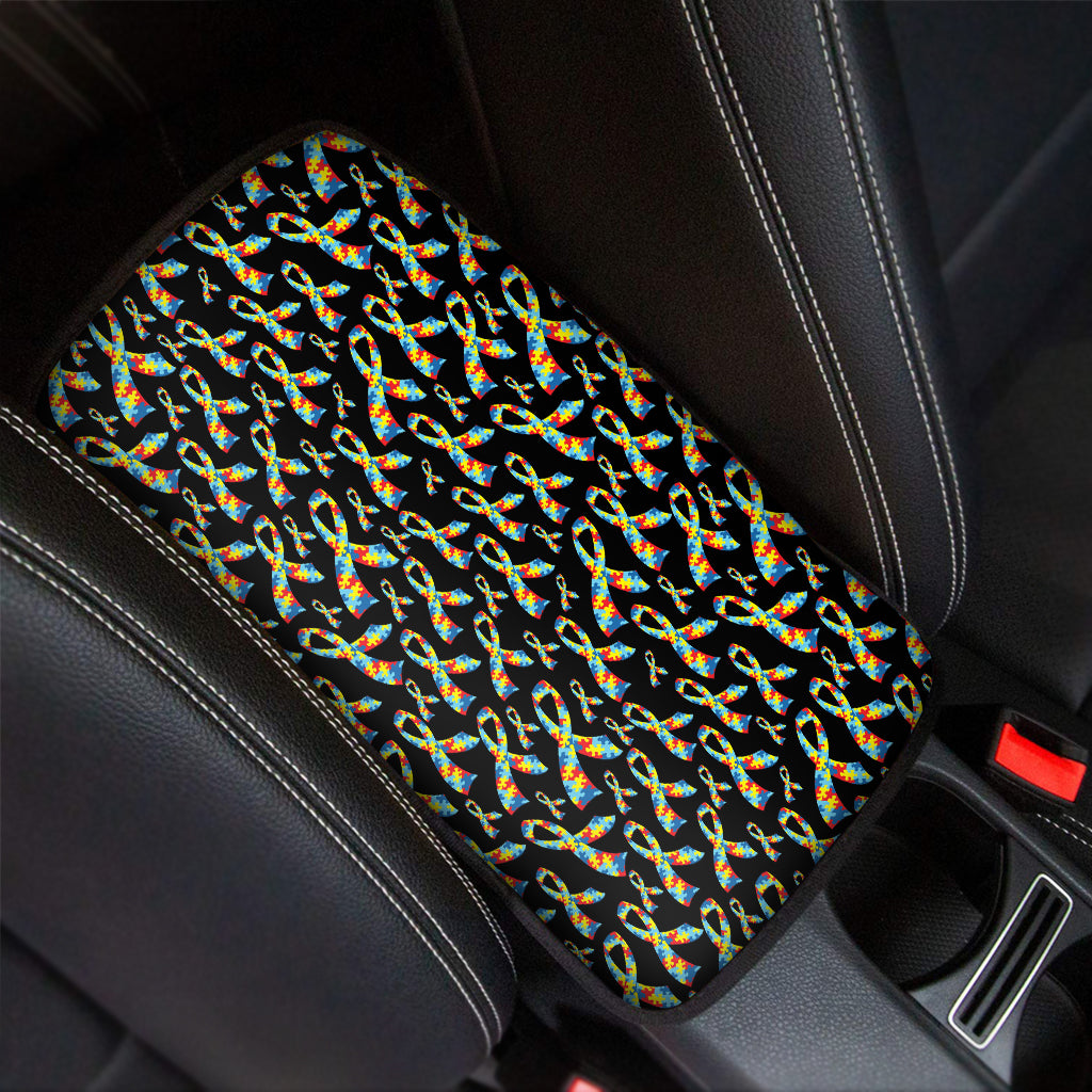 Autism Awareness Ribbon Pattern Print Car Center Console Cover