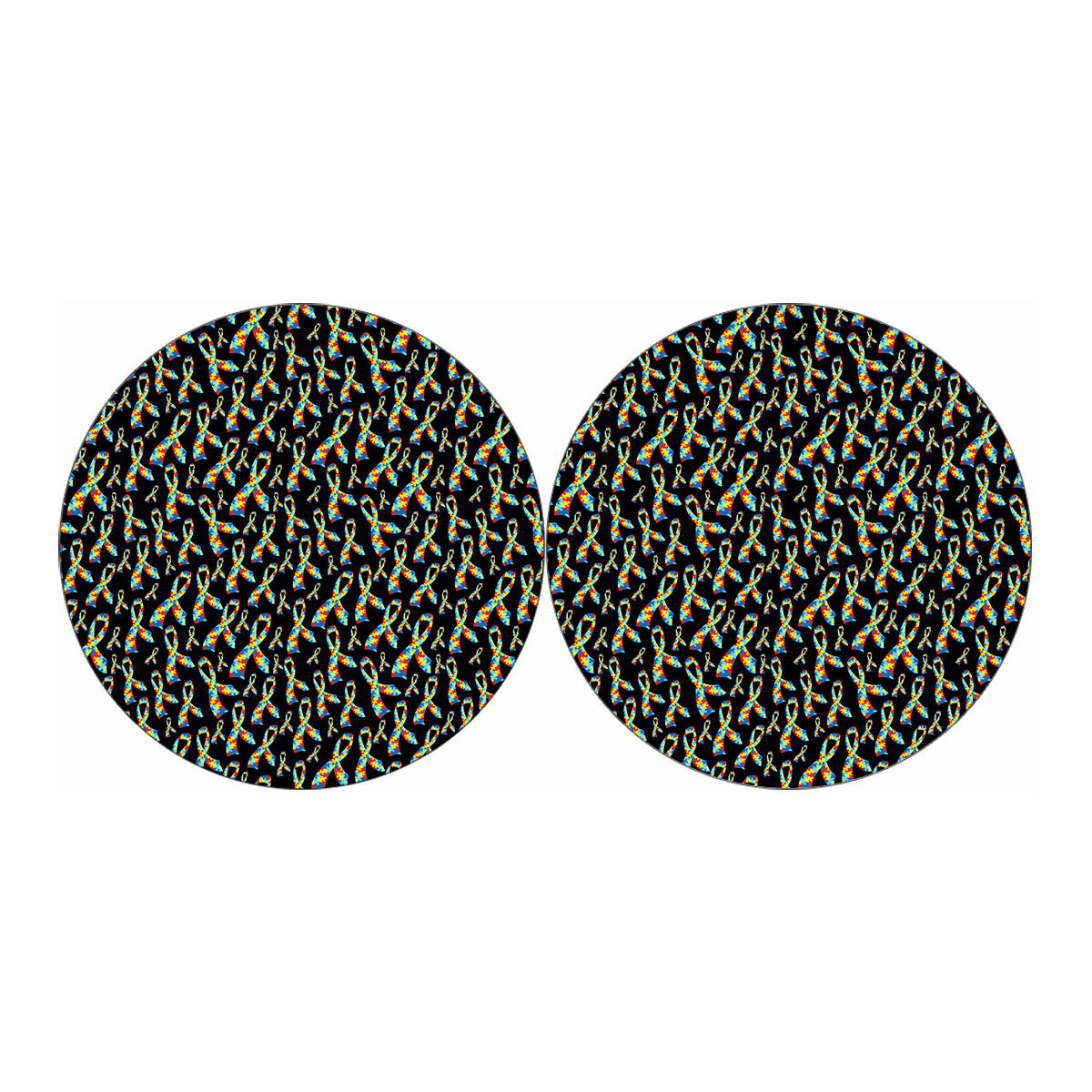 Autism Awareness Ribbon Pattern Print Car Coasters