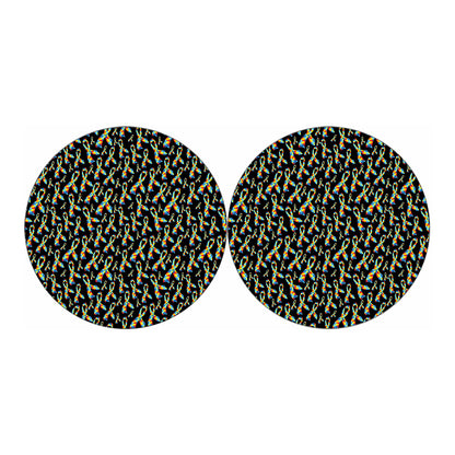 Autism Awareness Ribbon Pattern Print Car Coasters