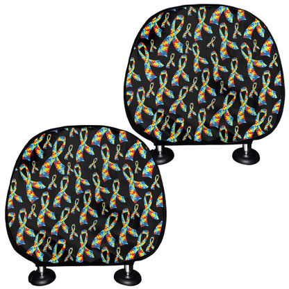 Autism Awareness Ribbon Pattern Print Car Headrest Covers