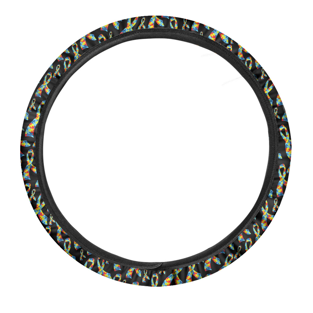 Autism Awareness Ribbon Pattern Print Car Steering Wheel Cover
