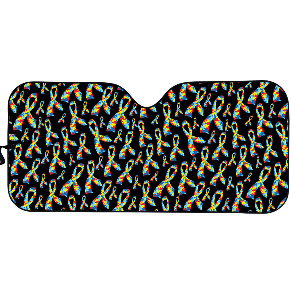 Autism Awareness Ribbon Pattern Print Car Sun Shade