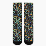 Autism Awareness Ribbon Pattern Print Crew Socks