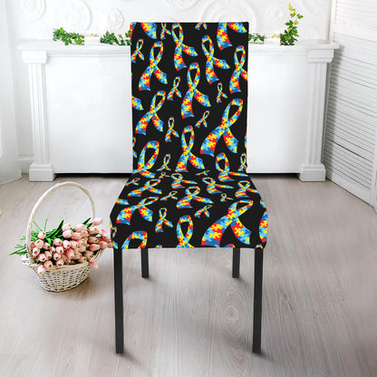 Autism Awareness Ribbon Pattern Print Dining Chair Slipcover