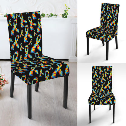 Autism Awareness Ribbon Pattern Print Dining Chair Slipcover