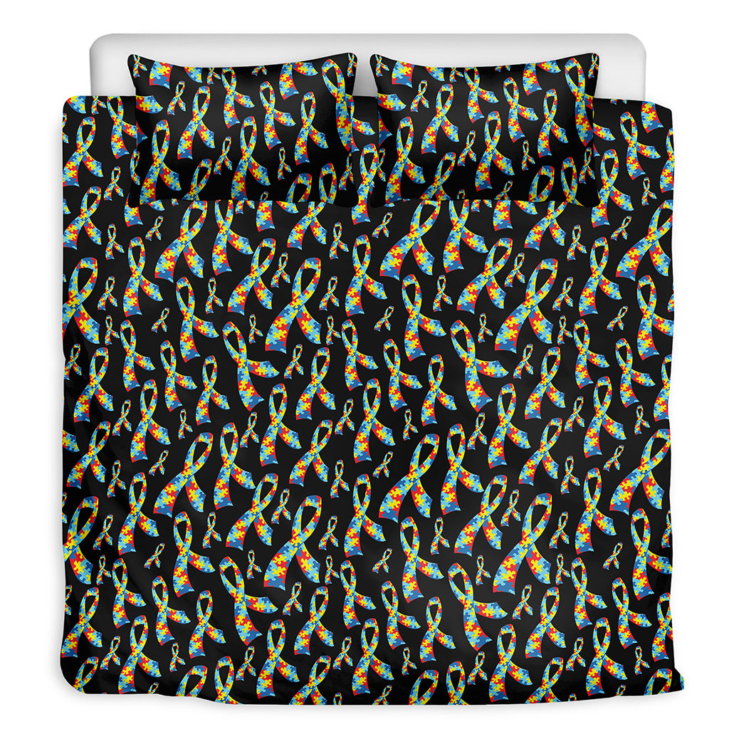 Autism Awareness Ribbon Pattern Print Duvet Cover Bedding Set