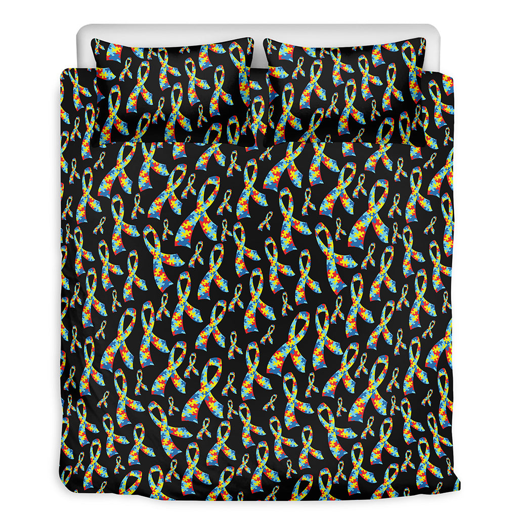 Autism Awareness Ribbon Pattern Print Duvet Cover Bedding Set