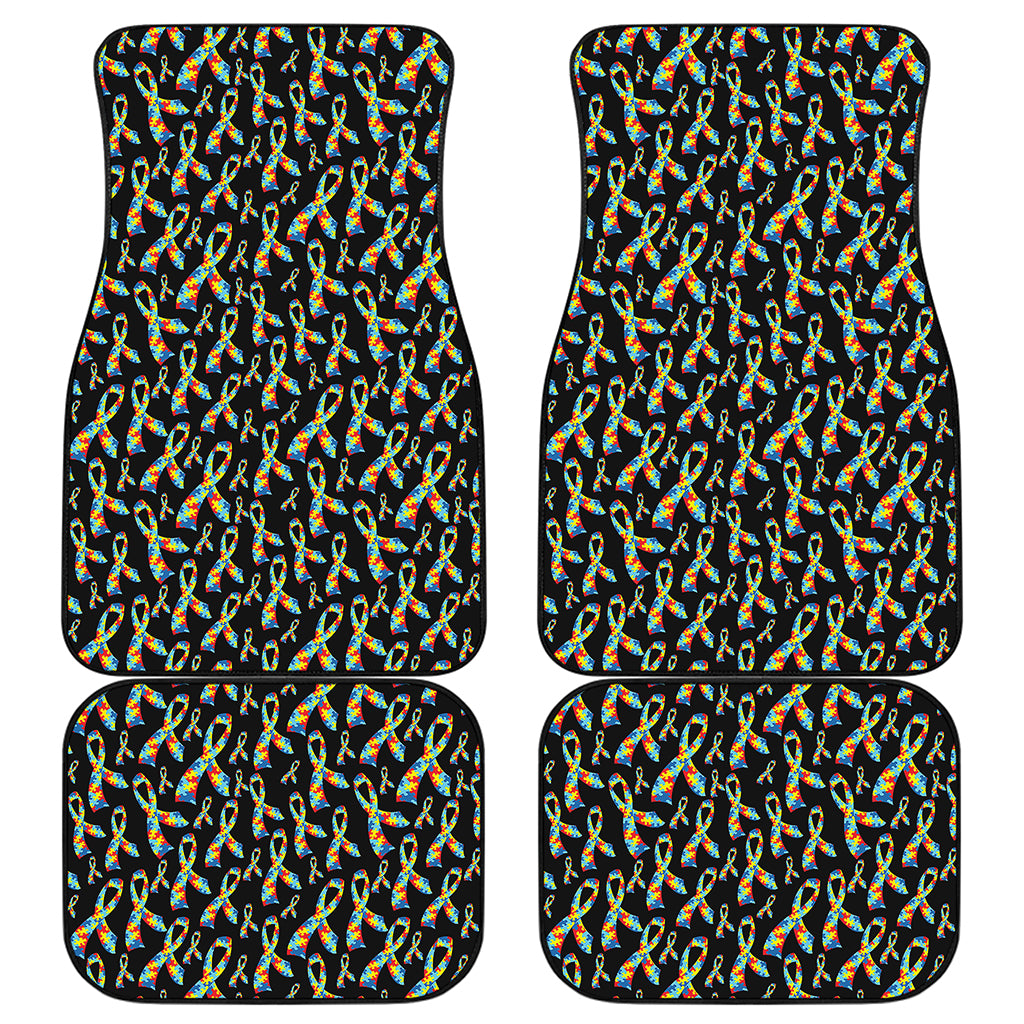 Autism Awareness Ribbon Pattern Print Front and Back Car Floor Mats
