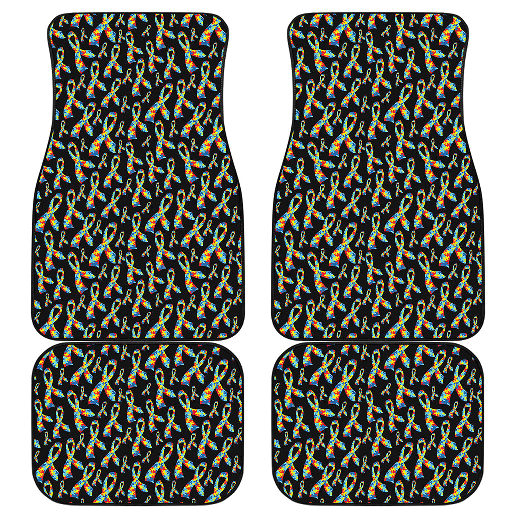 Autism Awareness Ribbon Pattern Print Front and Back Car Floor Mats