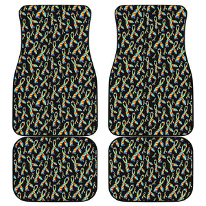 Autism Awareness Ribbon Pattern Print Front and Back Car Floor Mats