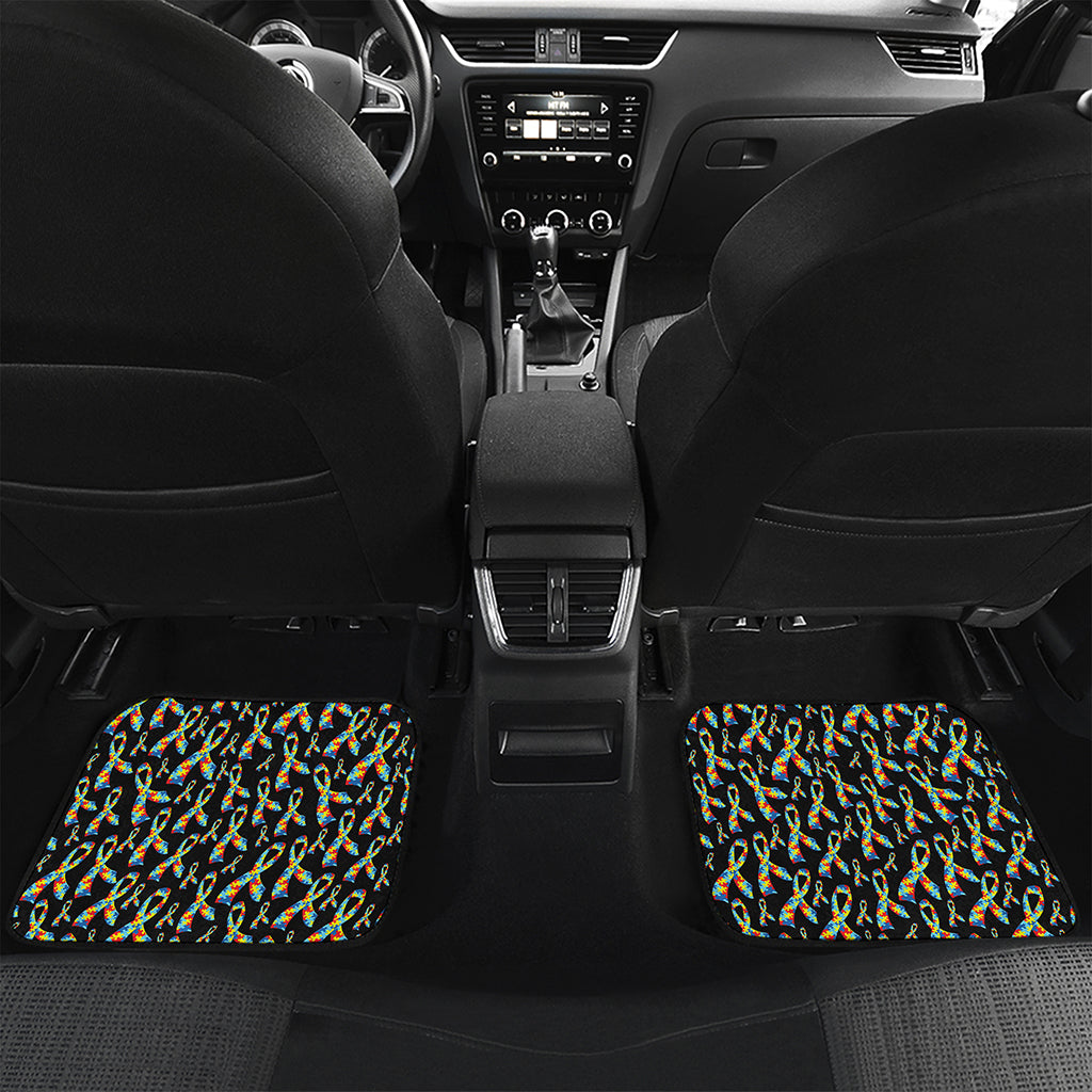 Autism Awareness Ribbon Pattern Print Front and Back Car Floor Mats