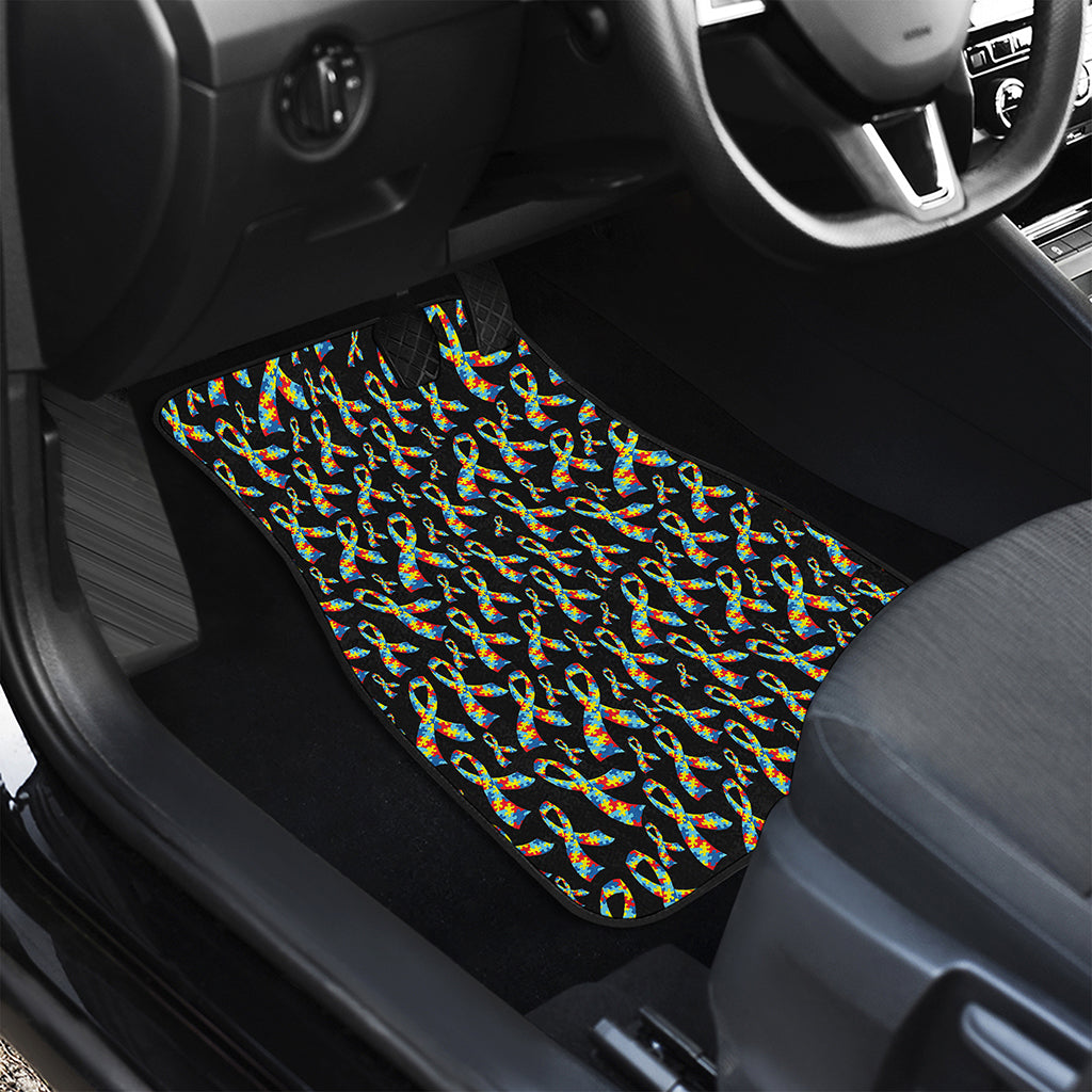 Autism Awareness Ribbon Pattern Print Front and Back Car Floor Mats