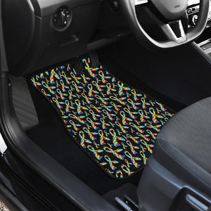 Autism Awareness Ribbon Pattern Print Front Car Floor Mats