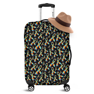 Autism Awareness Ribbon Pattern Print Luggage Cover