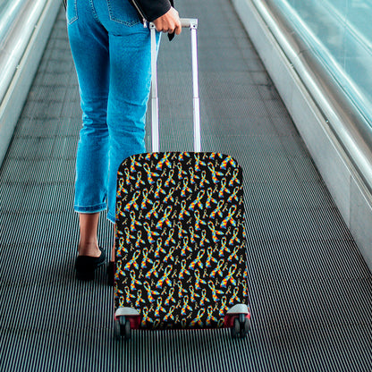 Autism Awareness Ribbon Pattern Print Luggage Cover