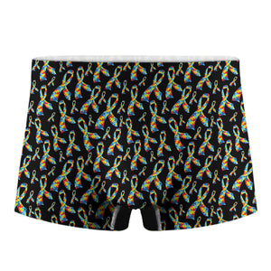 Autism Awareness Ribbon Pattern Print Men's Boxer Briefs