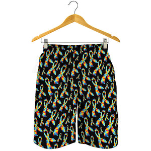 Autism Awareness Ribbon Pattern Print Men's Shorts