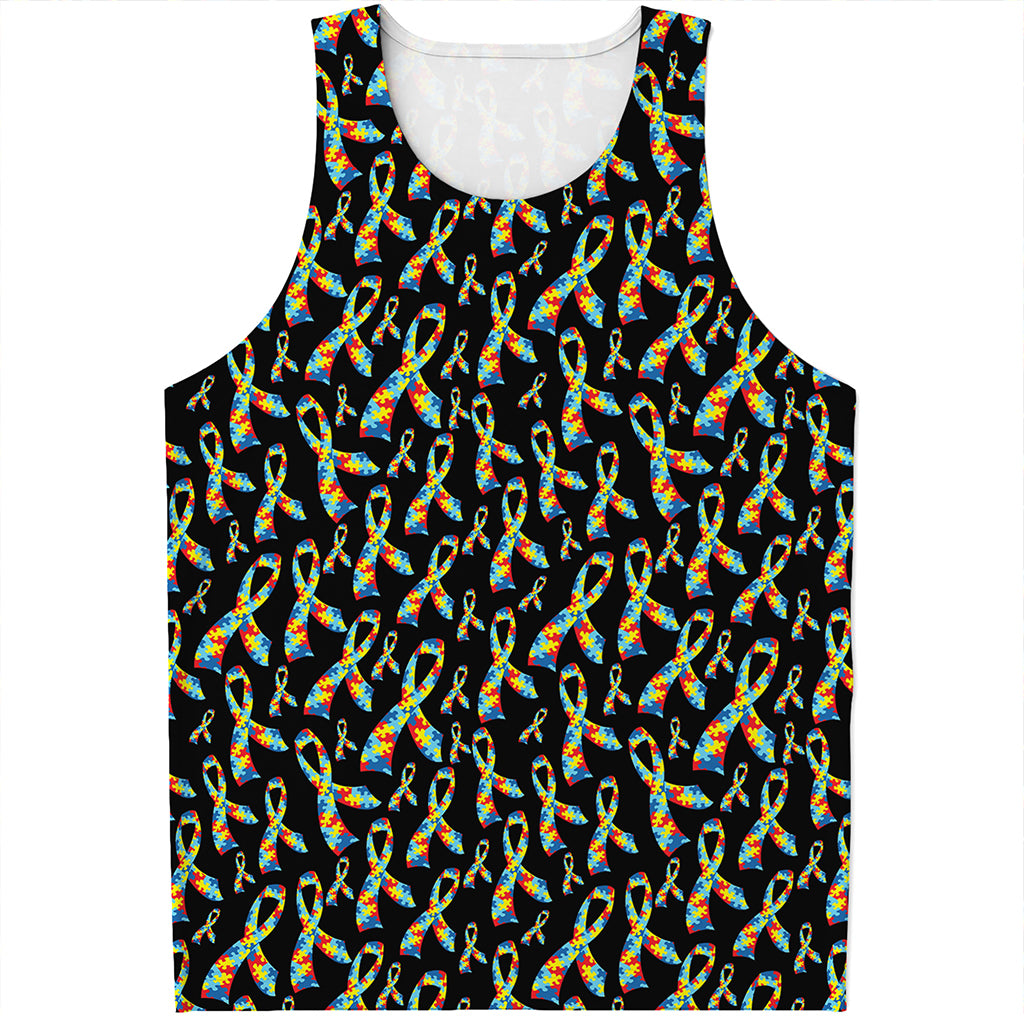 Autism Awareness Ribbon Pattern Print Men's Tank Top