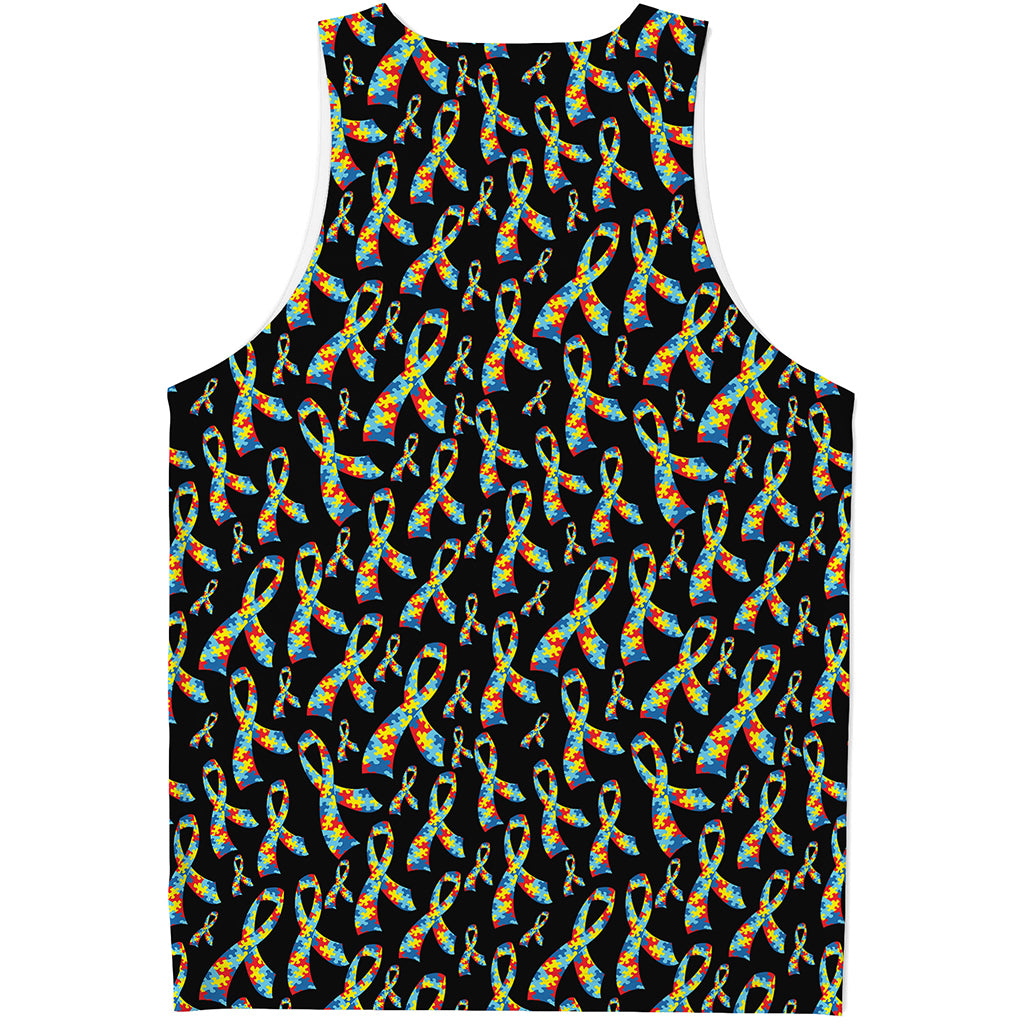 Autism Awareness Ribbon Pattern Print Men's Tank Top