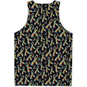 Autism Awareness Ribbon Pattern Print Men's Tank Top