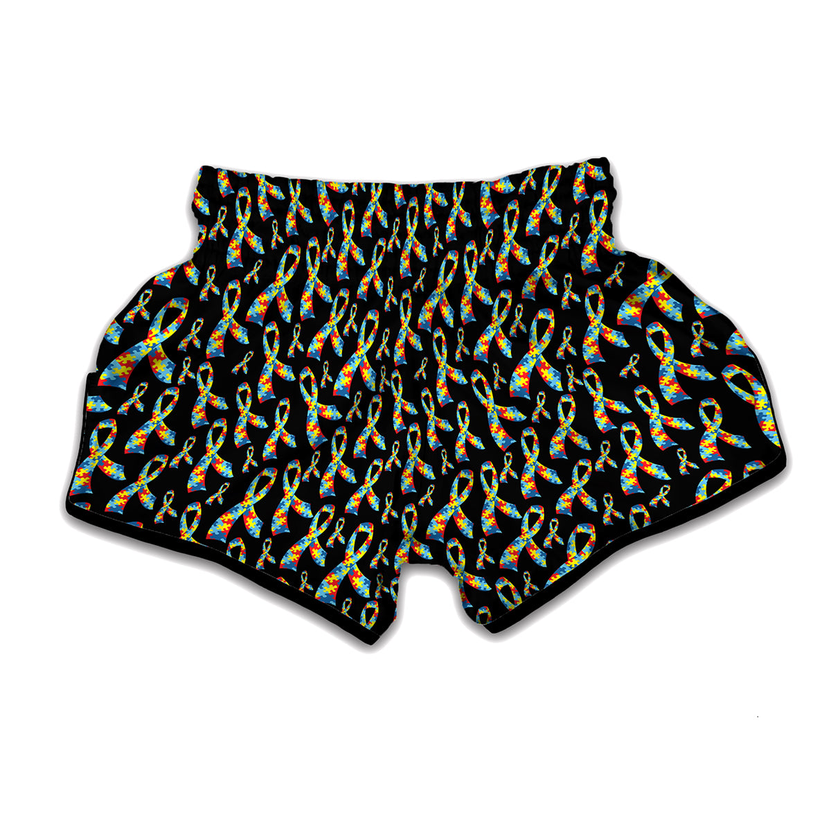 Autism Awareness Ribbon Pattern Print Muay Thai Boxing Shorts