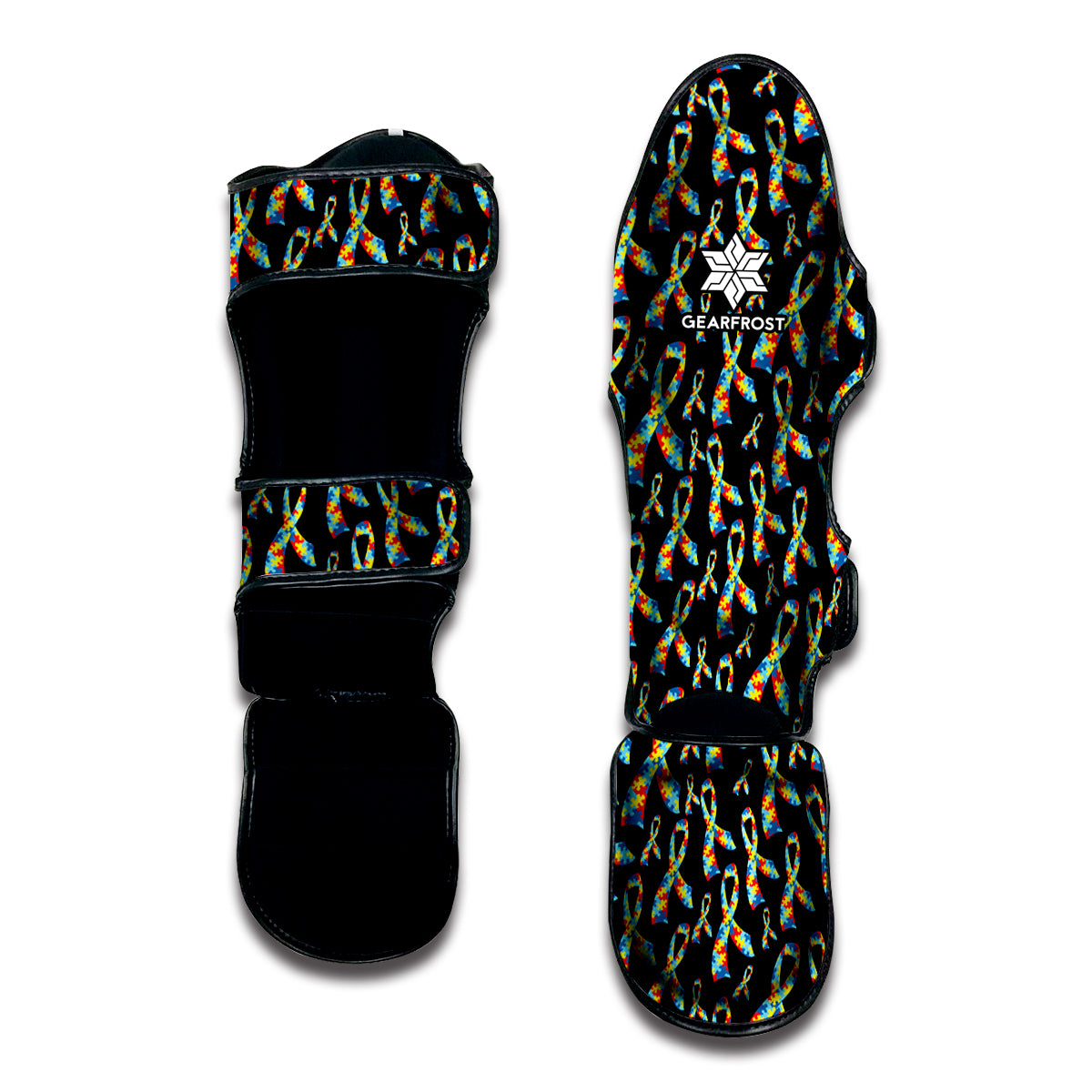 Autism Awareness Ribbon Pattern Print Muay Thai Shin Guard