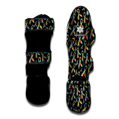 Autism Awareness Ribbon Pattern Print Muay Thai Shin Guard