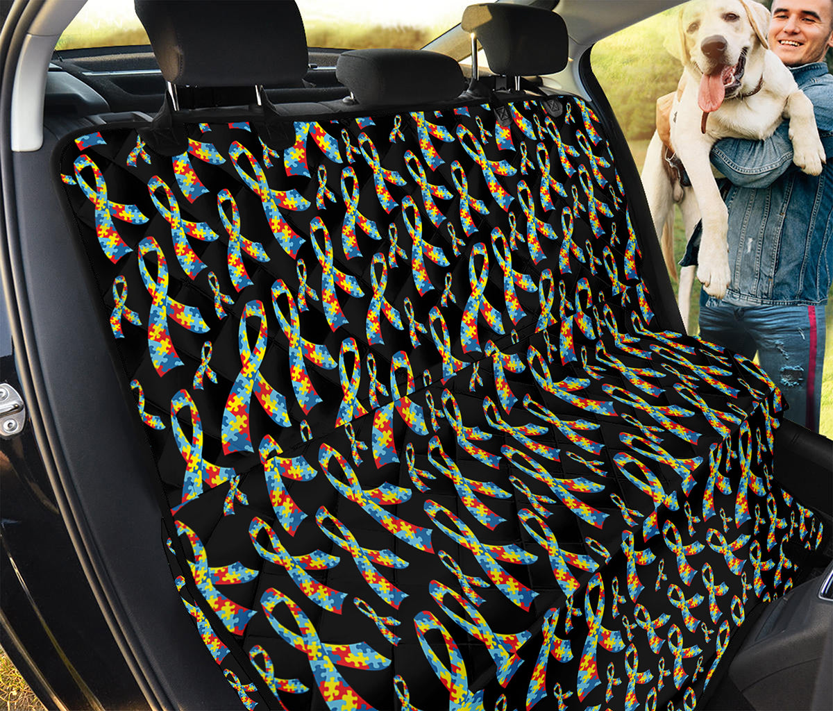 Autism Awareness Ribbon Pattern Print Pet Car Back Seat Cover