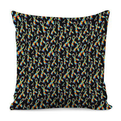 Autism Awareness Ribbon Pattern Print Pillow Cover