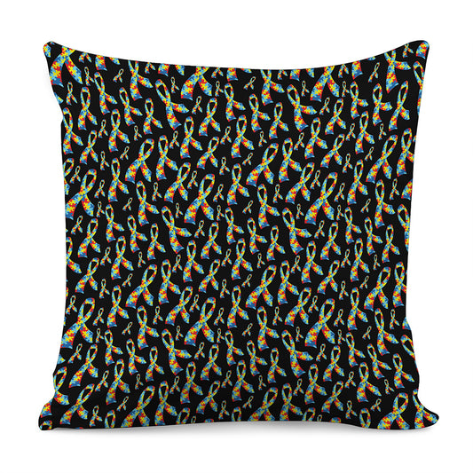 Autism Awareness Ribbon Pattern Print Pillow Cover