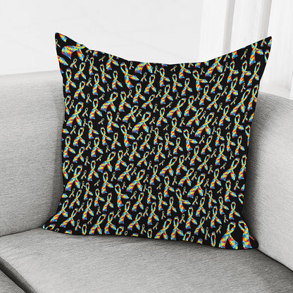 Autism Awareness Ribbon Pattern Print Pillow Cover