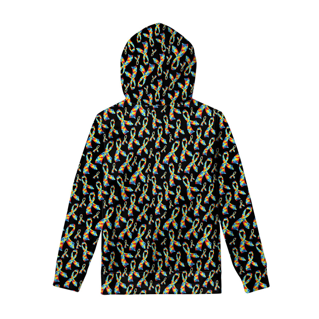 Autism Awareness Ribbon Pattern Print Pullover Hoodie